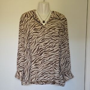 Liz Claiborne Animal Print Button-Down Shirt - Like New!